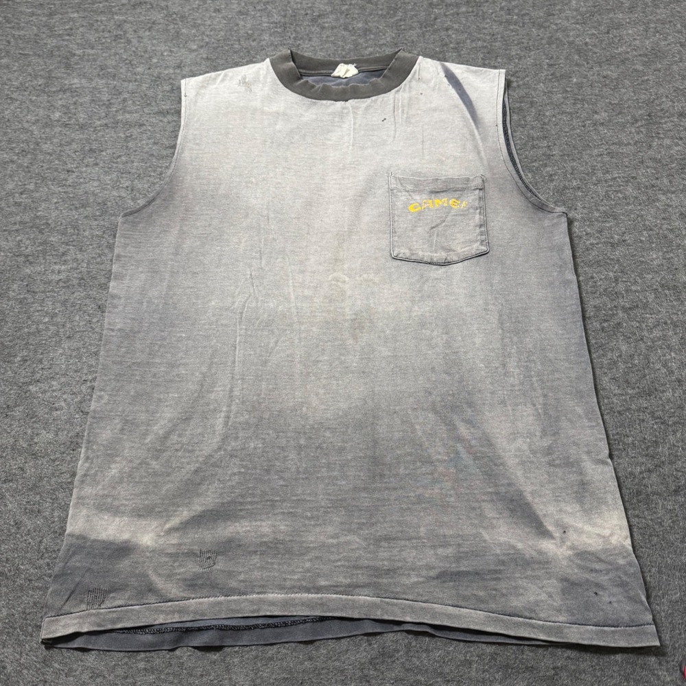 Vintage 1992 Joe Camel Born To Be Smooth Sleeveless Pocket Tee Size M Distressed